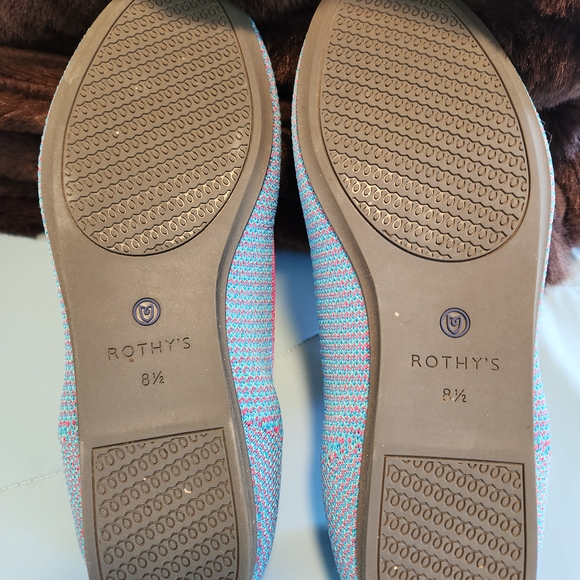 Rothy's Pink and Blue Flats Sleek Slip-On Comfort 8.5M - Picture 2 of 5